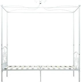 Białe rustykalne łóżko z baldachimem 90x200 cm - Ifrexi