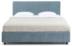 Niebieskie tapicerowane łóżko dwuosobowe ze schowkiem z materacem i stelażem 180x200 cm Myra Slim Line – Bonami Selection