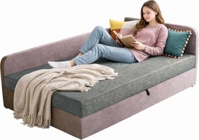 Tapczan młodzieżowy szary + lila E5-B93