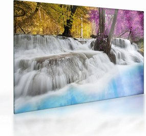 Obraz na szkle wodospadu Erawan w lesie (70x50 cm)