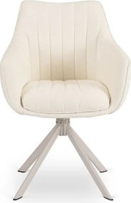 Zestaw Stół Rozkładany VERONA 160-240 cm Biały Marmur/Kaszmir i 4 Krzesła BAJA Kremowe Boucle