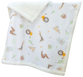 Biały koc dziecięcy z bawełny renforcé 75x100 cm Jungle – Mijolnir