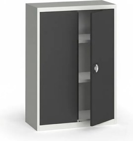 Szafa metalowa, 1150 x 800 x 400 mm, 2 półki, szara/grafitowa