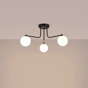 Czarna lampa sufitowa z 3 kloszami B6-M61