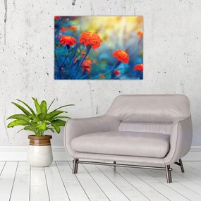 Obraz na szkle - Pomarańczowe kwiaty (70x50 cm)