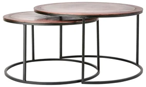 Miedziane metalowe okrągłe stoliki zestaw 2 szt. ø 75 cm Talca – Light &amp; Living