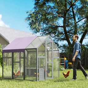 PawHut Wybieg dla kur z wodoodpornym dachem, 2 budki lęgowe, 2 siedzenia, dla 6-8 kur, ok. 1,7 x 1,8 x 1,8 m