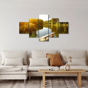 Obraz - Jezioro w pobliżu lasu (125x70 cm)