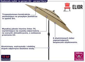 Okrągły trzypoziomowy parasol ogrodowy taupe - Haru