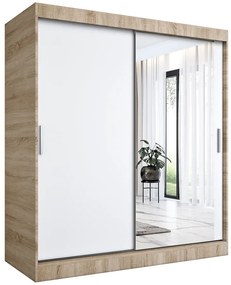 Szafa przesuwna dąb sonoma + biały 180 cm - Massi 5X