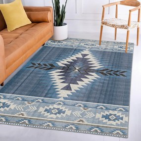 Niebieski dywan odpowiedni do prania 80x150 cm Ethnic Geo – Mila Home