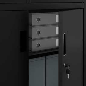 Biurowa szafa metalowa z sejfem na akta i dokumenty FILIP, 900 x 1850 x 400 mm, czarna