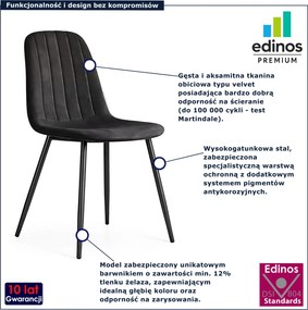 Zestaw 2 czarnych metalowych krzeseł pikowanych K6-S62