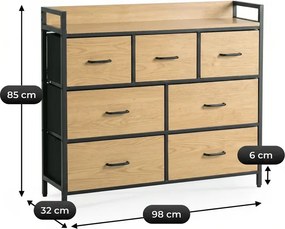 Komoda z Szufladami HUDSON 98 cm Dąb/Czarny Loft