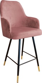 Hoker Westa krzesło barowe tkanina Welur podstawa metalowa luksusowy klimat wnętrza : Kolor nogi - Czano-złota stożek, Kolor tkaniny - VELVET - MG58, Typ siedziska - Siedzisko stałe