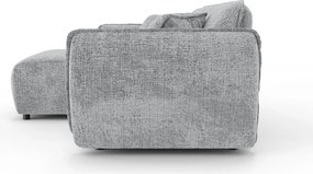 Jasnoszary narożnik z tkaniny szenilowej (lewostronny/z szezlongiem) Nelia – Ropez