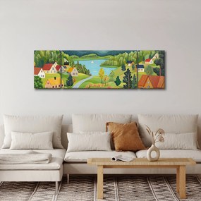 Obraz - Wioska w górach (170x50 cm)