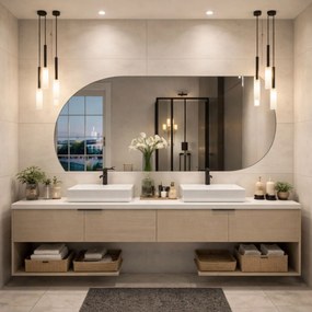 Lustro asymetryczne bez podświetlenia MOON Twist  | Różne rozmiary | Różne kolory : Kolor tafli szkła - Srebrny, Rozmiar - 180 x 76 cm