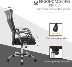 Vinsetto Krzesło Biurowe do Biurka Regulowane na Wysokość Funkcja Nachylenia 60x60x92cm Kremowe | Aosom PL