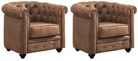 Zestaw 2 foteli CHESTERFIELD z  mikrofibry o wyglądzie postarzanej skóry