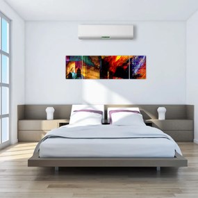Obraz - Kolorowa abstrakcja miasta (170x50 cm)