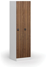 Szafka ubraniowa wąska, 2-drzwiowa, 1850 x 500 x 500 mm, zamek RFID, drzwi laminowane, orzech