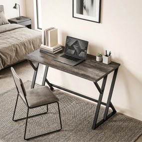 HOMCOM 120 cm Biurko Komputerowe, Industrialne Biurko z Metalową Podstawą w Kształcie Z, Stół Roboczy do Biura, Szary w Stylu Vintage | Aosom PL