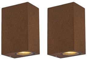 Zestaw 2 lamp ściennych w stylu industrialnym brązowo-rdzawy 2-światła IP44 - Baleno
