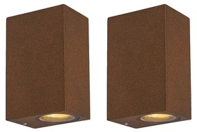Zewnetrzna Zestaw 2 lamp ściennych w stylu industrialnym brązowo-rdzawy 2-światła IP44 - BalenoWiejski/ Rustykalny / Vintage Oswietlenie zewnetrzne