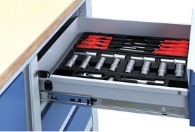 Stół warsztatowy G6, 2 szuflady, 2 szafki, 1200 x 600 x 860 - 900 mm, niebieski
