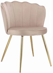 Beżowe welurowe krzesło muszelka K0-R02