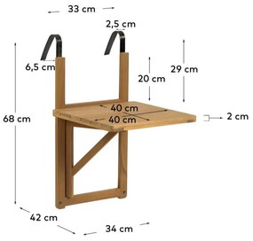 Wiszący stolik balkonowy 40x42 cm Amarilis – Kave Home