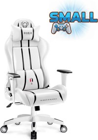 Fotel gamingowy młodzieżowy Diablo X-One 2.0 Small Size, kolor biało-czarny