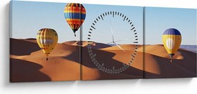 Obraz - latające balony na pustyni (z zegarem) (90x30 cm)