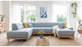 Jasnoniebieska rozkładana sofa w kształcie litery "U" Miuform Dazzling Daisy, lewostronna