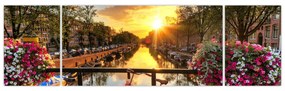 Obraz - Wschód słońca w Amsterdamie (170x50 cm)