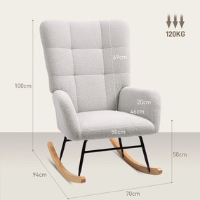 HOMCOM Fotel huśtawkowy, miękki pokrowiec, grube poduszki, antypoślizgowy, Jasnoszary