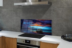 Szkło do Kuchni na Ścianę Wieczorny Rejs Statkiem