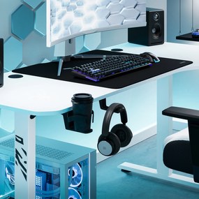 Biurko gamingowe z regulacją wysokości Diablo X-Tensio 160 cm, kolor biały