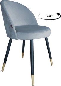 Krzesło TRIX tkanina Welur noga metalowa : Kolor nogi - Czano-złota stożek, Kolor tkaniny - VELVET - BL06, Typ siedziska - Siedzisko obrotowe 360°