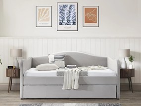 Łóżko dzienne wysuwane 2 x 90 x 190 cm - Welur - Jasnoszary - MATHILDE