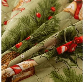 Narzuta na łóżko ze wzorem CHRISTMAS PRESENTS, zielony Rozmiar: 220 x 240 cm