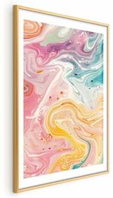 Plakat Kolorowy Chaos 40x60 cm z ramą złotą z marginesem ARTGEIST B
