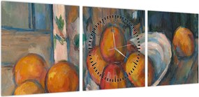 Obraz - Paul Cézanne, Still Life with Milk Jug and Fruit, reprodukcje (z zegarem) (90x30 cm)