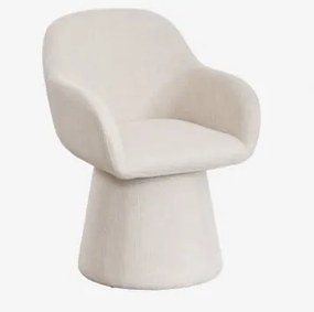 Obrotowy Fotel Tapicerowany Erica Tkaniny Beżowy Krem - Sklum