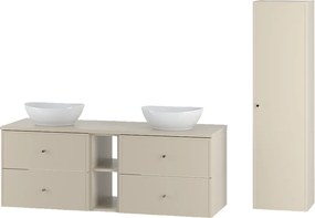 Kaszmirowy Zestaw do Łazienki 140cm Szafka Regał Blat Umywalka Słupek Słupek Marco