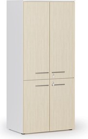 Szafa biurowa pół-drzwi PRIMO WHITE, 800 x 500 x 1781 mm, biały/brzoza