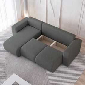 Masseno Narożnik RINOVA z funkcją spania i pojemnikiem na pościel Narozniki L, Rozkładana sofa - Szary, NEVE 90