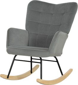 HOMCOM Wintage fotel bujany, zakrzywione płózki, gruba tapicerka, drewno bukowe &amp; stal, ciemnoszary