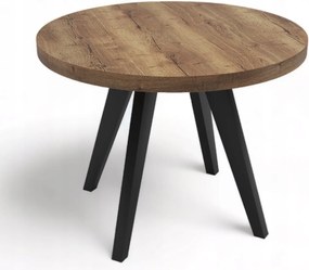 Stół rozkładany okrągły HALIFAX TABAK Ø90/190 cm + nogi drewniane V